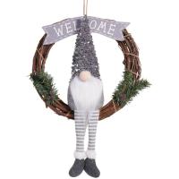 Corona De Navidad Con Vinateras Y Muñeca Sin Cara Adorno De Puerta O Pared Para Navidad DIY Decoración De Puerta O Pared - details 9