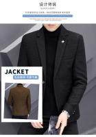Chaqueta De Moda Para Hombres Estilo Coreano Ajustada Y Elegante Para Otoño Invierno Cierre Simple Traje Casual Grueso - details 19