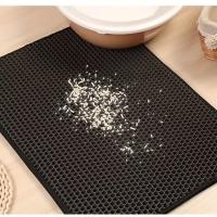 Alfombra De Limpieza Para Gato Con Diseño De Doble Capa Celdas De Miel Antideslizante Lavable Para Toilette De Mascotas Caja De Arenero - details 10