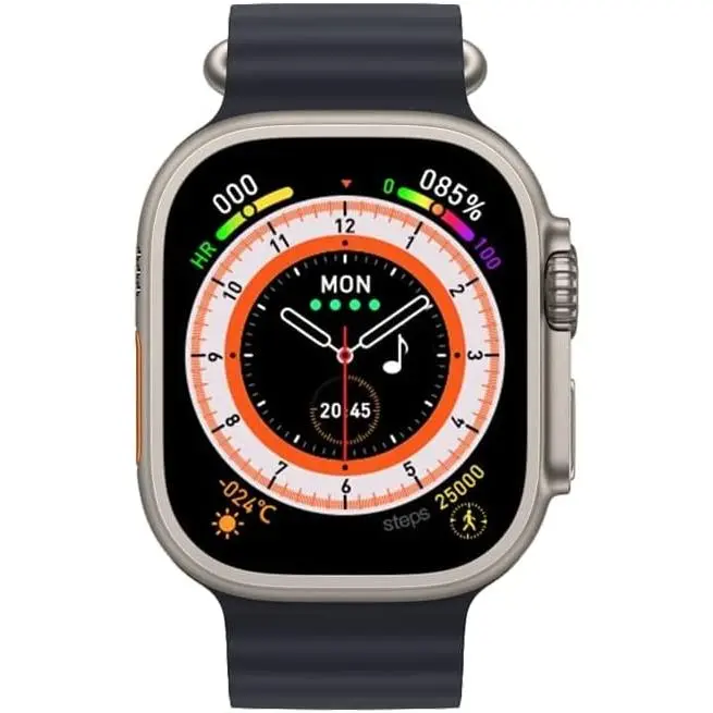 Reloj Inteligente T800 Ultra 2023 Smartwatch Ultra Series8 Smartwatch Hombres Mujeres Llamada Bluetooth Impermeable Carga Inalámbrica Fitness Pulsera - Varios Colores - PLATA - Correa Color Negro - ENVIO 24H - 1