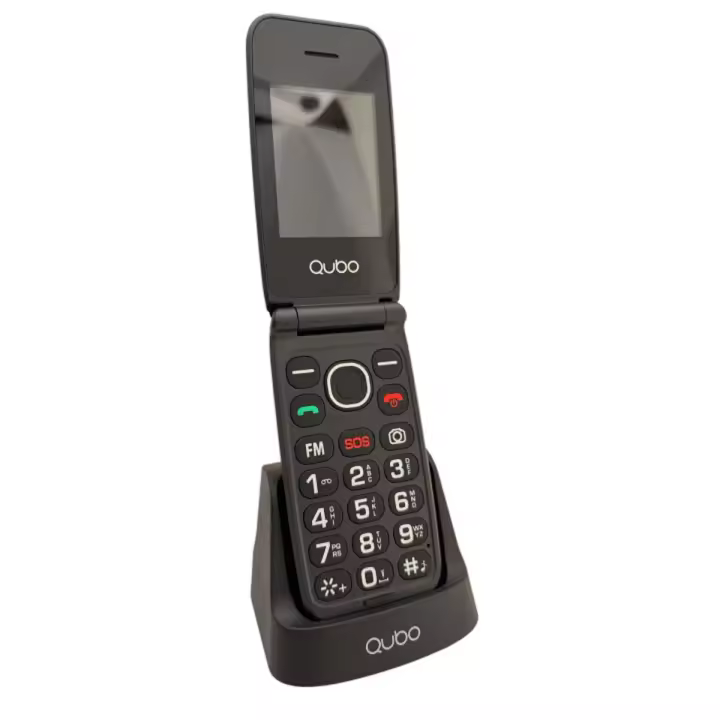TELEFONO QUBO NEO2NW NEGRO CON BASE PARA GENTE MAYOR - 1