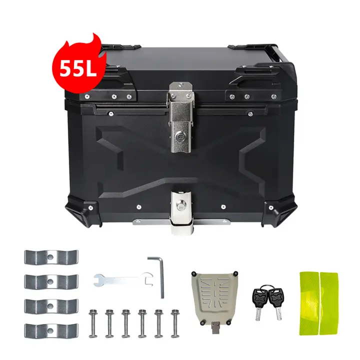 55L,65L caja de techo de la motocicleta de aleación de aluminio tronco de la motocicleta caja del casco impermeable y a prueba de caídas de liberación rápida caja de la cola de la motocicleta caja de almacenamiento de equipaje - 1