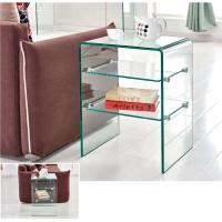 Mesa Auxiliar De Cristal Curvado Con Estantes - 50 x 40 cm - DECOLUNAHOME - details 0