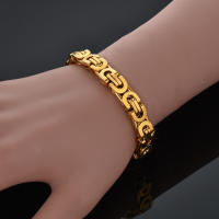 Pulsera De Cadena Punk Bizantina De 8mm En Color Oro Acero Inoxidable Para Hombres Y Mujeres Joyería Vintage De Moda Regalo - details 1
