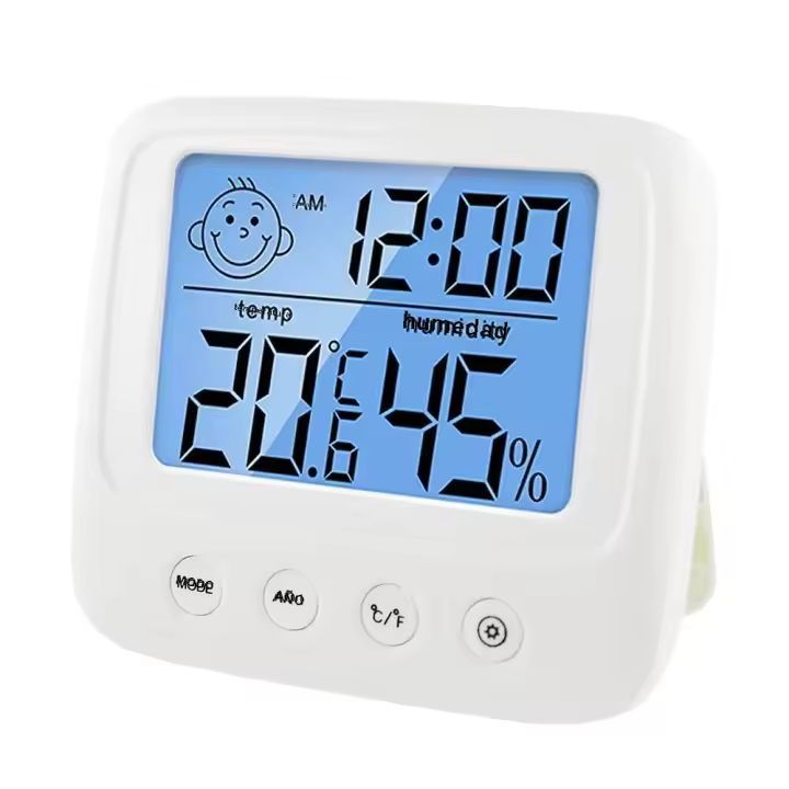 Estación Meteorológica Digital LCD Para Habitación De Bebé Medidor De Temperatura Y Humedad Con Iluminación Retroiluminada Higrómetro Termómetro Para El Hogar - 1