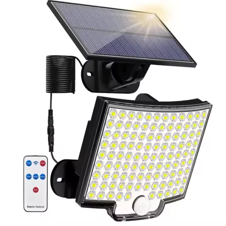Lámpara De Pared Solar Con Control Remoto Y Sensor De Movimiento 160 LEDs Impermeable Para Iluminación Del Jardín Garage Y Atrás Del Patio - 1