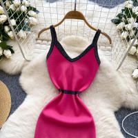 Vestido Elegante REALEFT Para Mujer V-Neck Sin Mangas De Encaje Colorbloqueado Ajustado Rodillera De Verano Nuevo 2025 - details 17