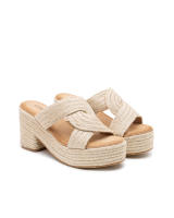 Sandalias Esparto Mujer Plataforma y con tacón, Espadrilles mujer, sandalias con decoración redonda de yute - details 1