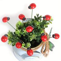10 Piezas De Colores Ladybug Decorativos Para Jardín Palos De Jardín De Madera Decoración De Jardín Exterior Decoración De Jardín De Pascua Para Oficina Y Hogar - details 0