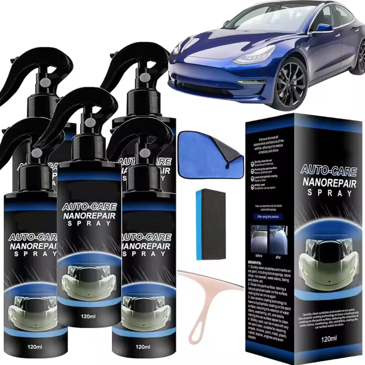 Nano Repair Spray, Nano Repair Spray para reparar rayones de coche, 3 en 1, protección rápida, spray de revestimiento para coche, spray de revestimiento para coche para rayones profundos (5 piezas) - 1