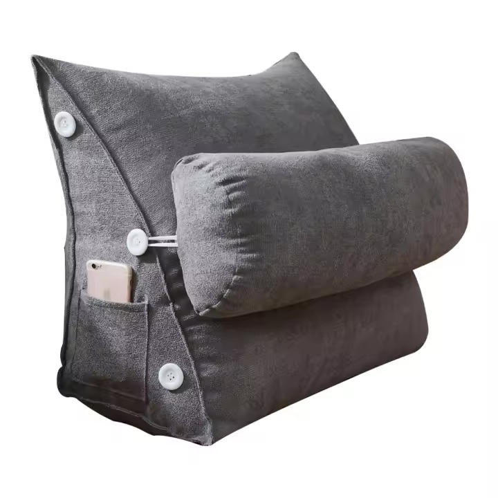 Almohada de Lectura cuña para Cama cojín de respaldo grande para adultos con bolsos - 1