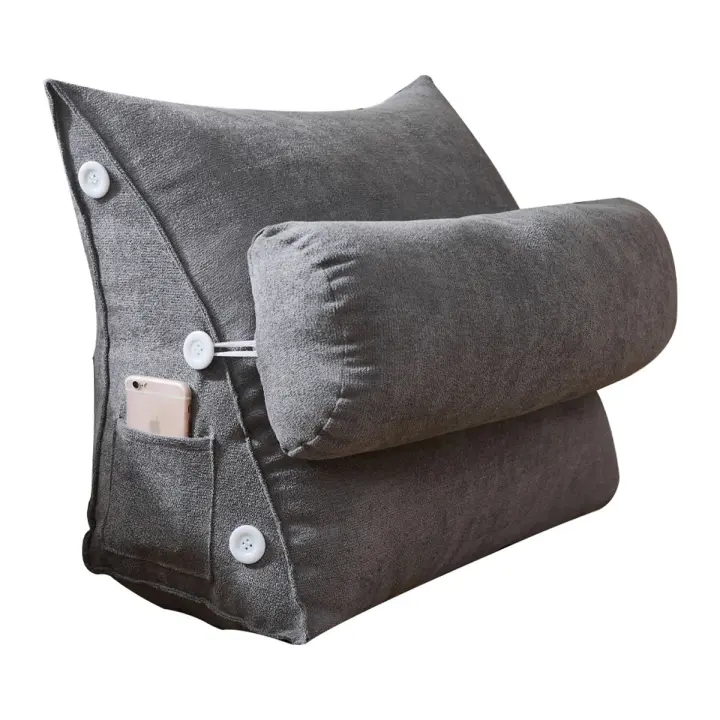Almohada de Lectura cuña para Cama cojín de respaldo grande para adultos con bolsos - 1