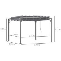 Outsunny Pérgola Cenador de Jardín Gazebo con Diseño de Lamas Superior Giratorio hasta 135° Marco de Aluminio y Protección UV 50+ Pabellón para Patio Terraza Balcón Gris - details 2