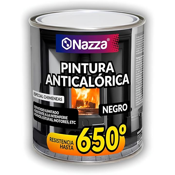 Nazza Pintura Anticalorica Negra Mate - Pintura Resistente a  Altas Temperaturas Hasta 650ºC - Indicada para Estufas, Chimeneas, Hornos, Barbacoas o Motores