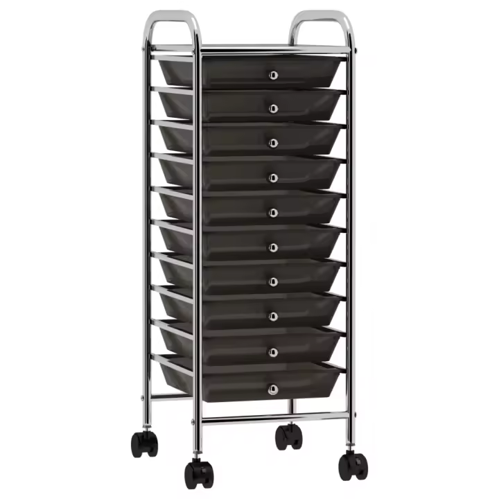 vidaXL Carrito de Almacenaje Portátil 10 Cajones Plástico Compras Color Blanco,  Multicolor,  Negro y mas - 1