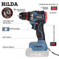 HILDA Mini Herramienta Eléctrica Sin Cable 12V 16.8V 21V Destornillador Eléctrico Con Batería De Litio Para Hogar DIY Velocidad Sin Carga 1600rpm Torque 22N.m - details 13