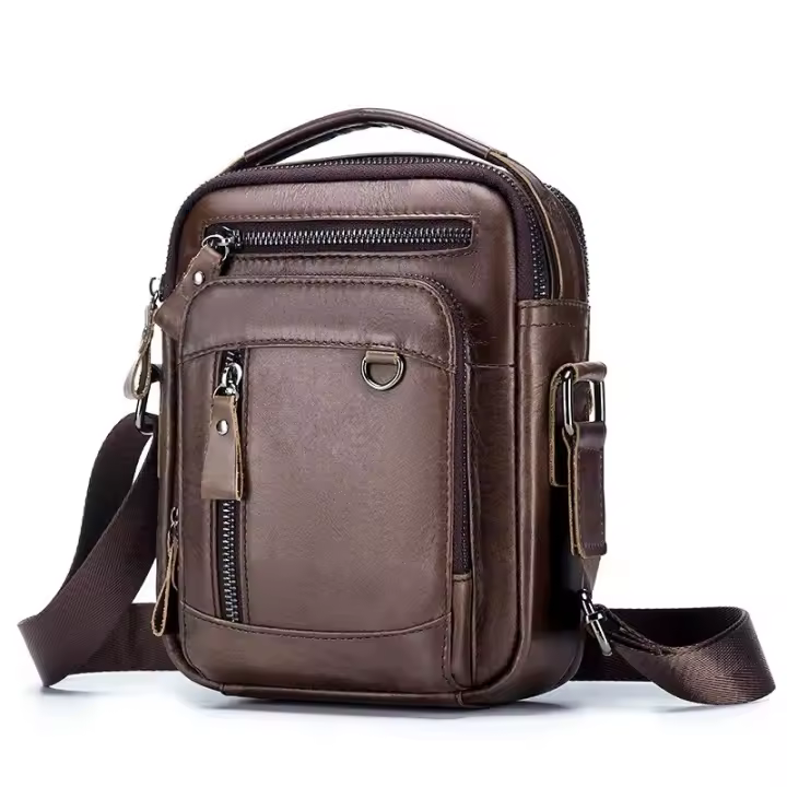 Verde Bolso de Hombro de Cuero Genuino para Hombre - Bandolera - 1