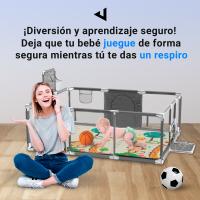 Parque Infantil Bebe + Alfombra de Juego + Pelota de Futbol y Baloncesto - Corralito de Bebé Plegable 180 x 120 x 60cm - Parque de Juegos Bebé Con Malla Transpirable - Centro de Actividades - details 1