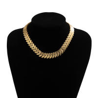 Collar De Cadena Con Láminas De V Y Hojas De Color Oro Punk Para Mujer Vintage De IngeSight.Z Joyería De Regalo - details 5