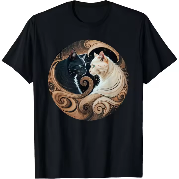Camiseta de Manga Corta, 100% Algodón, Ropa Unisex para Hombres y Mujeres en 5 Tallas, Camiseta Negra, Cuello redondo con estampado. - 1