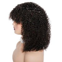 Pelucas De Cabello Brasileño Rizado Corto Con Franja Para Mujeres Peluca Mecánica De Cabello No Remy Tamaño Promedio Color Natural - details 16