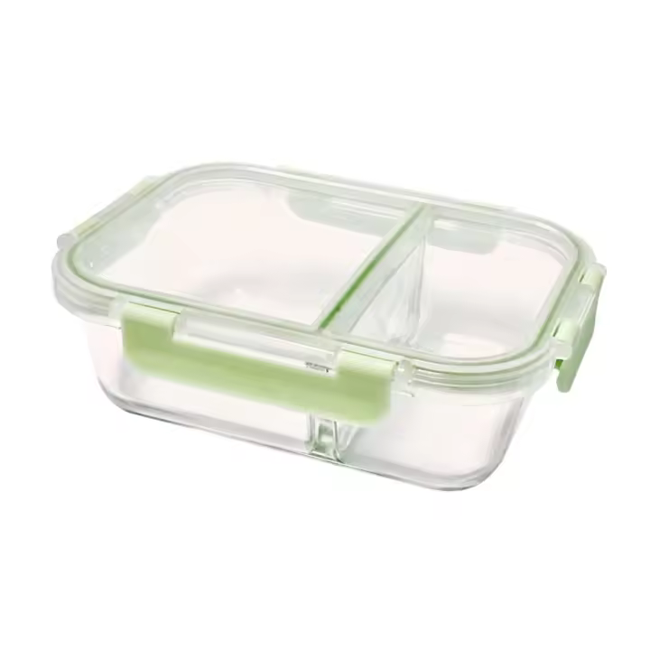 Recipiente hermético de cristal, doble compartimento, micro-ondas, horno, 600ml - 1
