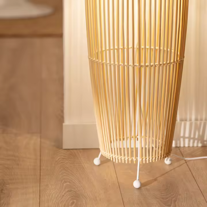 Ledkia Lámpara de Pie Bambú Natural Komu - Diseño Minimalista para Decoración Moderna - 1