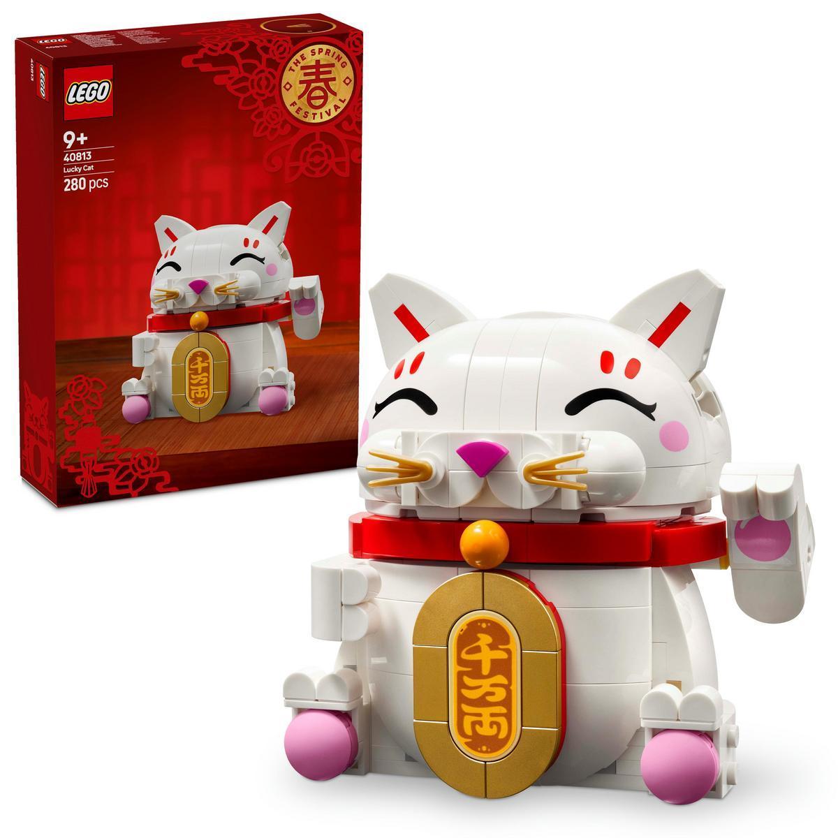 [PREVENTA] LEGO® 40813 Gato de la Buena Suerte Figura de Construcción con Pata que Hace Señas Pieza de Decoración Inspirada en la Fiesta de la Primavera para Niños y Adultos Amantes de los Animales