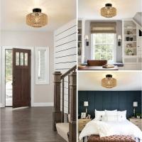Lámpara Colgante De Tejido a Mano En Bambú Clásico Con Luz De Lustre Para Decoración De Habitaciones Y Salas De Estar Material De Hierro Y Acrílico Iluminación Diaria Sin Certificación Inteligente - details 3