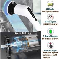 Cepillo de limpieza eléctrico inalámbrico, cepillo de limpieza inalámbrico con 7 cabezales de cepillo reemplazables, fregona eléctrica con mango ajustable para baño, cocina, cepillo de limpieza de coche - details 2