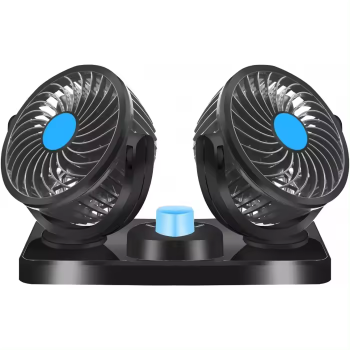 Ventilador de Doble Cabeza para Coche de 24 V con rotación de 360 ° Y 2 velldades Refrigeración eficaz y silenciosa - 1