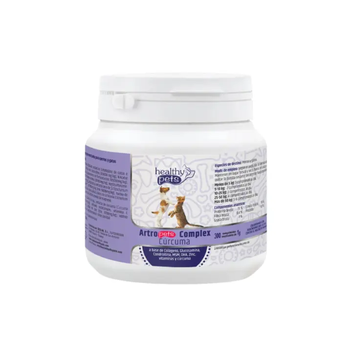 HEALTHY PETS - Cúrcuma (300 Comprimidos) - Ayuda con Desgaste Articular, Mejora Piel, Pelo y Uñas en Perros y Gatos (Artro-Pets complex) - 1