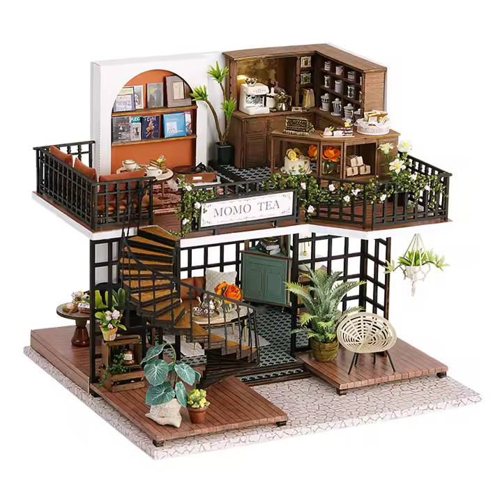 DAM. Salón del Té de Momo. Maqueta 3D realista con gran detalle y luces led. 22x19x18cm. - 1