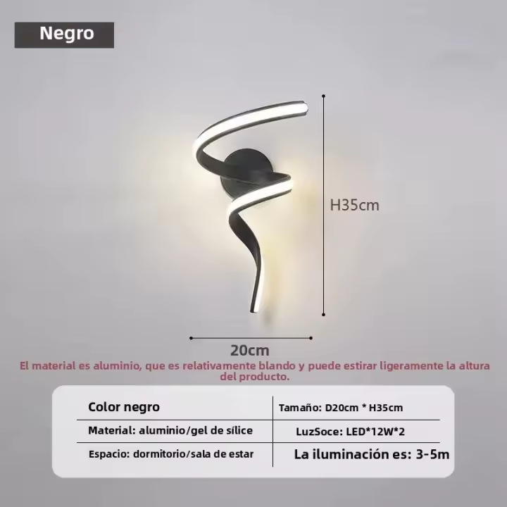 Lámpara De Pared LED Estilo Nórdico Espiral Para Pasillos Y Escaleras Iluminación Interior Para Dormitorio Estudio Corredor - 1