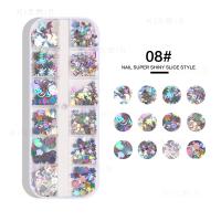 1 Caja De 12 Cuadrículas De Brillo Holográfico Uñas Secuencias Esparkly 3D Delgadas Con Mariposas Redondas Y Geométricas Decoraciones De Tela De Brillo Para Uñas - details 14