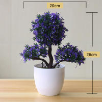 Arbusto Artificial De Bonsái Sakura En Maceta Pequeño Árbol Miniatura De Hojas Verdes Decoración De Flor De Bola De Nieve Simulación Para Escritorio - details 6