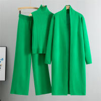 Conjunto De Traje De Pijama Para Mujer 3 Piezas Vintage Moda Primavera Otoño Cardigan Chaqueta Y Pantalones Tejidos Algodón Y Viscosa Estilo Oficina Alto Ajuste Talla Alta - details 10