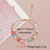 Pulsera De Moda Bohemia Con Diseño De Amor Y Perlas Simuladas Para Mujer Pulsera Elegante Con Cuentas De Imitación De Perlas Y Hierro Hematita De 26 Letras - details 1