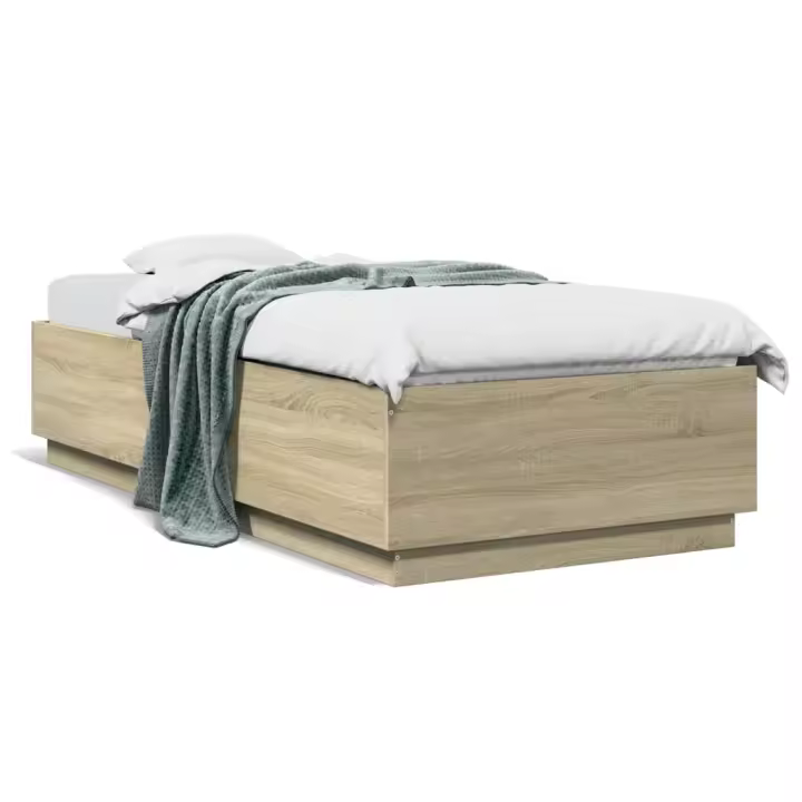 vidaXL Estructura cama con luces LED madera roble Sonoma 100x200 cm - 1