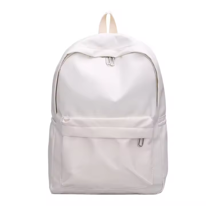 Mochila de moda de color sólido,Mochila de ocio para hombres y mujeres,Mochila de gran capacidad estilo universitario,Mochila de viaje al aire libre para estudiantes de secundaria,Mochila de ocio para estudiantes de primavera/verano (Blanco) - 1