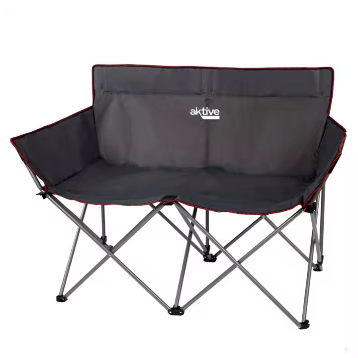 Silla de camping doble Aktive plegable negro 88x121x63 cm - 1