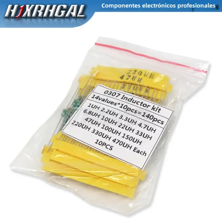 Kit De Inductores Assorted 0307 1uH a 470uH 14 Valores X 10 Piezas = 140 Piezas Anillo De Color Inductor through Hole Metal Film Resistor - 1