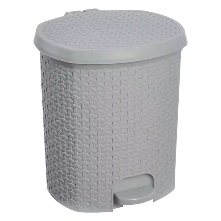 Keeeper Cubo de Basura Rattán Gris Nórdico 21L - Fácil Apertura con Pedal - 1