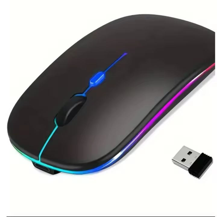 Ratón inalámbrico Recargable con Bluetooth, dispositivo de 2,4 GHz, USB, RGB, 1600DPI, para ordenador, portátil, tableta, PC, MacBook, Gaming retro iluminado - 1