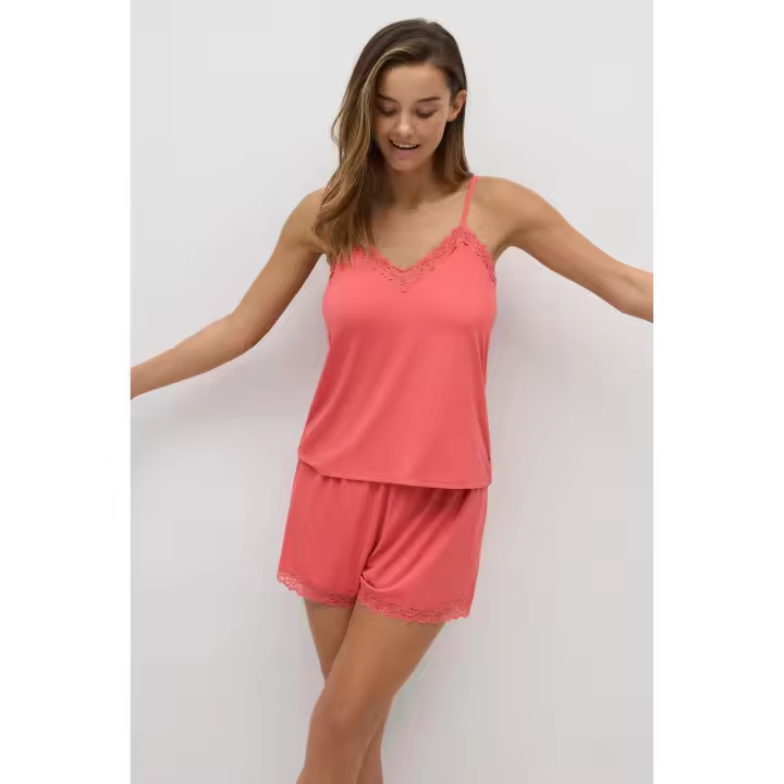 Ysabel Mora - Pijama lencero corto coral - 1