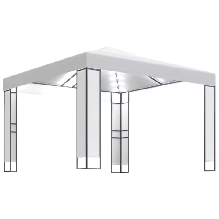vidaXL Cenador con Doble Techo y Tira de Luces 3x3 m Pérgola Parasol Color Antracita,  Blanco, y mas - 1