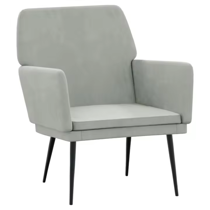 vidaXL Sillón de terciopelo 62x79x79 cm Gris claro, Gris oscuro, Negro Sillon Dormitorio Sillon Comodos Silla Relax Sillón Sofá - 1