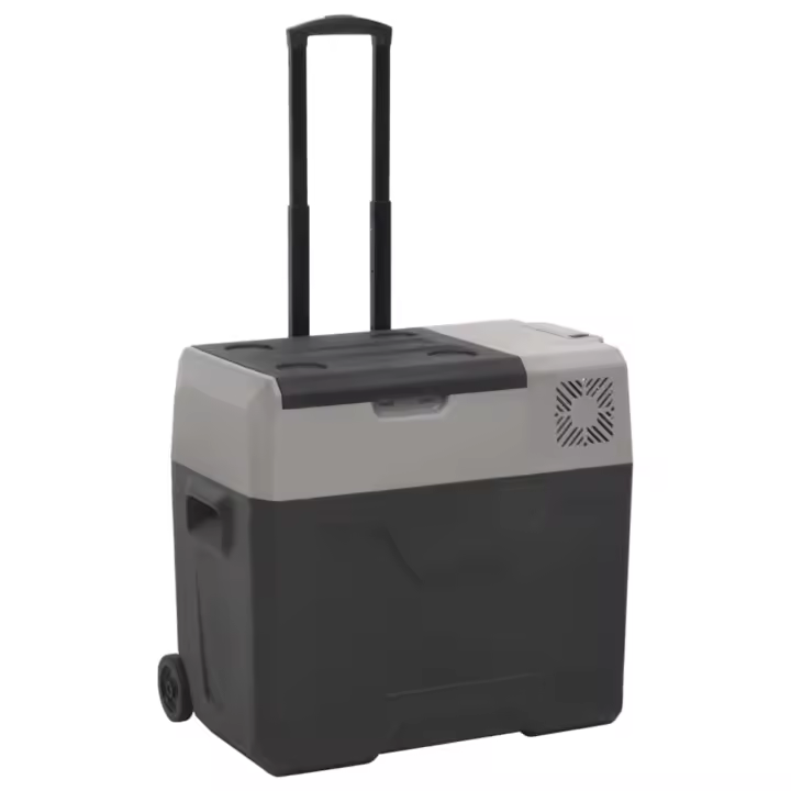 vidaXL Nevera con ruedas y asa polipropileno negro y gris 30 L - 1