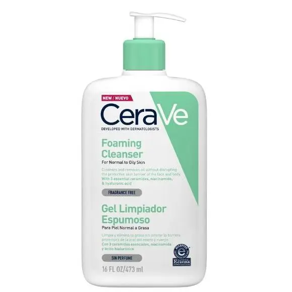 CERAVE GEL LIMPIADOR ESPUMOSO PIEL NORMAL A GRASA 473 ML - 1