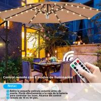 Luz De Paraguas LED 104 Luces Con Control Remoto 8 Modos Operación Por Batería Impermeable Para Decoración De Patio Jardín Courtyard - details 0